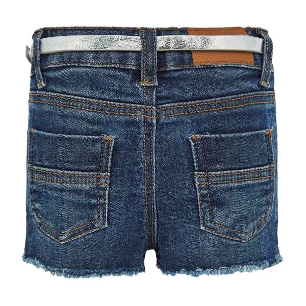 Infant Dark Blue Embroidered Daisy Denim Shorts