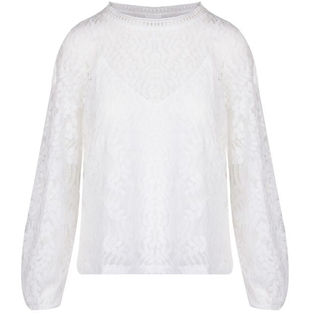 Womens Cloud Dancer Vimagina Lace Blouse