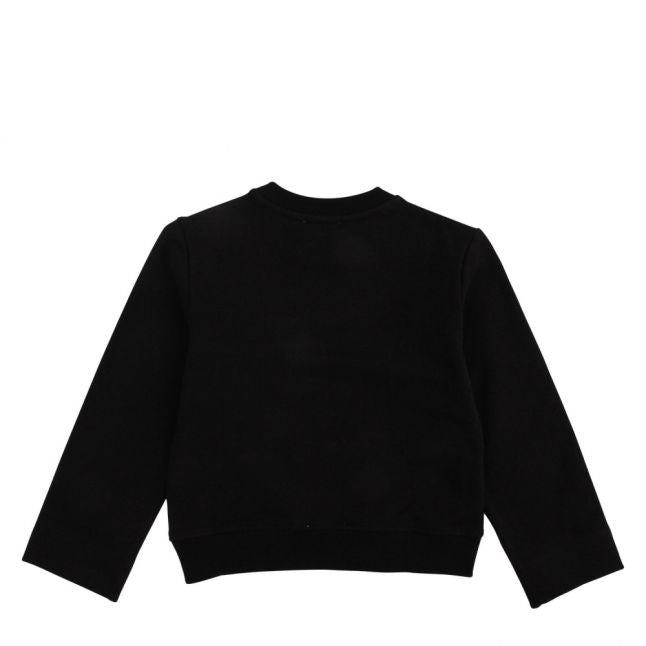 Girls Black Jewel Logo Crew Sweat Top