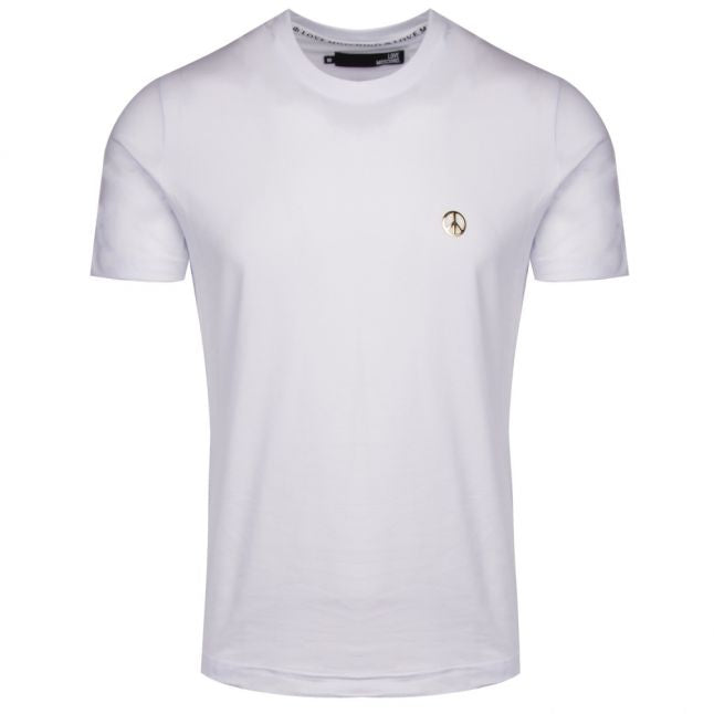 Mens Optical White Small Peace Badge Slim S/s T Shirt