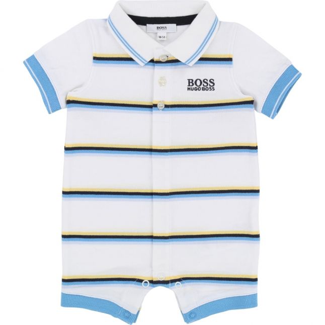 Baby Blue & Yellow Striped S/s Romper