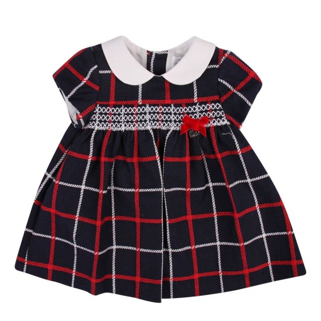 Baby Navy Plaid Bow Dress