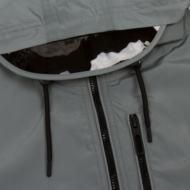 Mens Grey Branded Peak Hooded Jacket