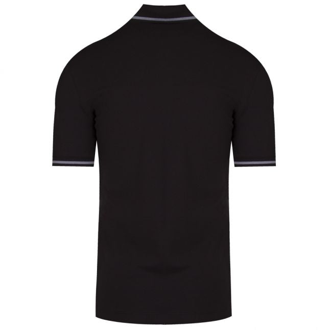 Mens Black Branded Tipped S/s Polo Shirt