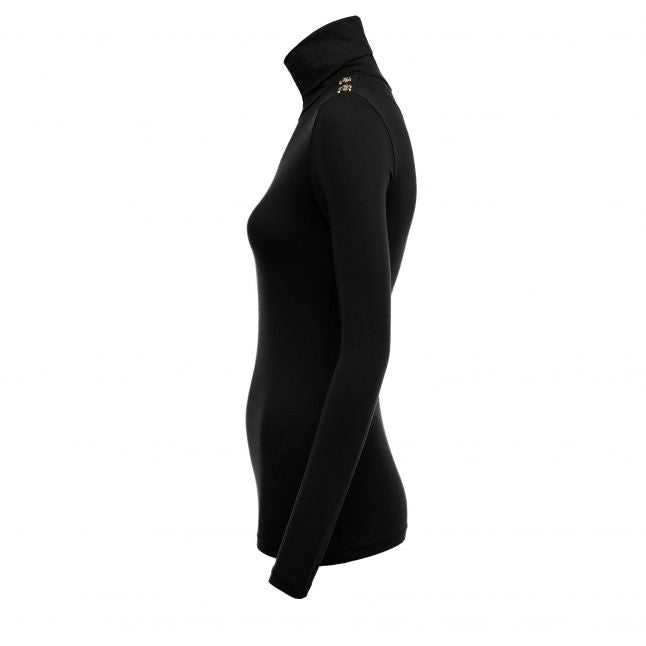 Womens Black Essential Roll Neck Top