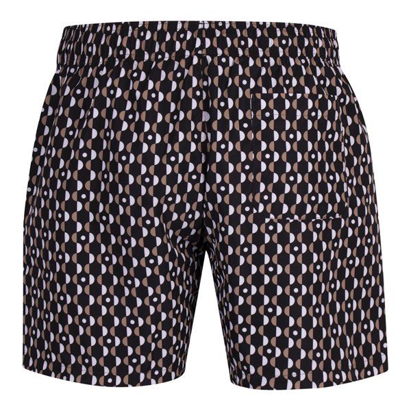 Mens Black Printed Swim Shorts