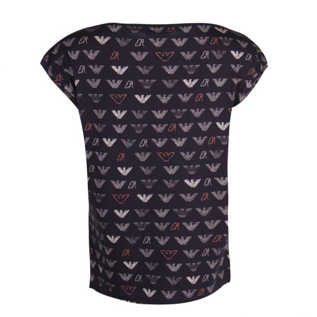 Womens Black Multi Eagle Print S/s T Shirt