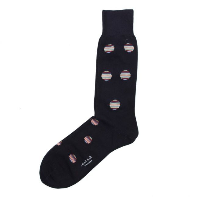 Mens Navy Multi Stripe Polka Socks