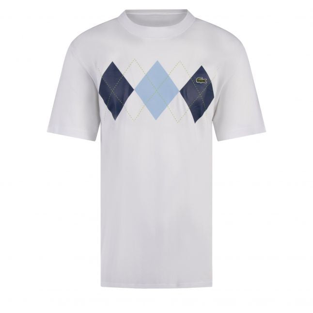 Mens White Argyle Print S/s T Shirt