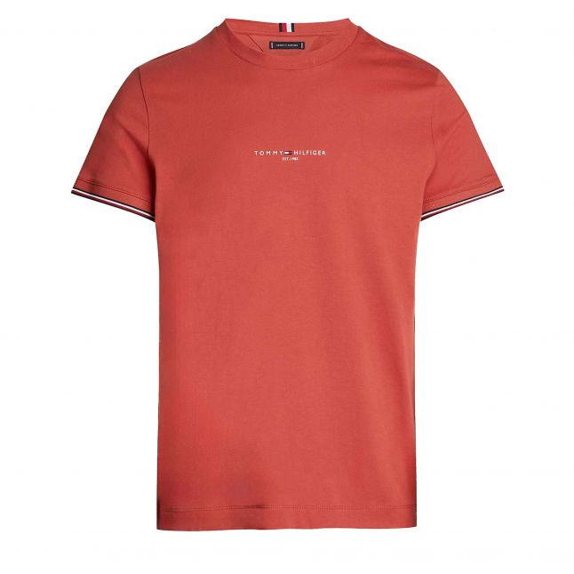 Mens Terra Red Tommy Logo Tipped S/s T Shirt