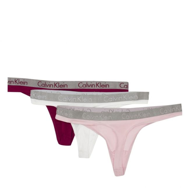 Womens Pink/White Branded 3 Pack Thongs