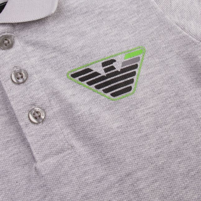 Boys Grey Melange Eagle Patch S/s Polo Shirt