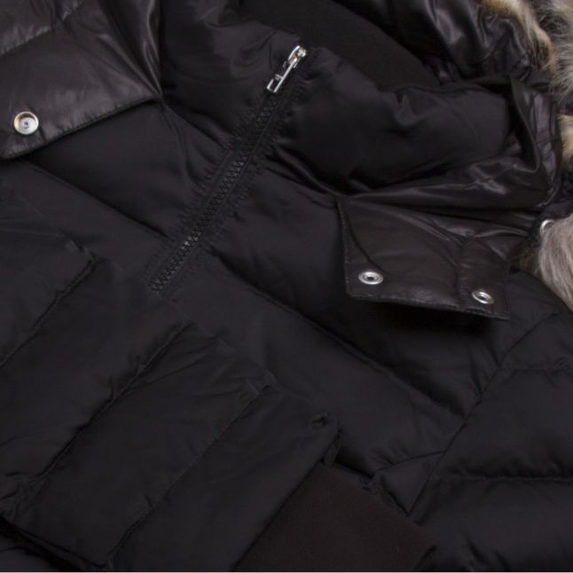 Womens Black Down Hooded Jacket