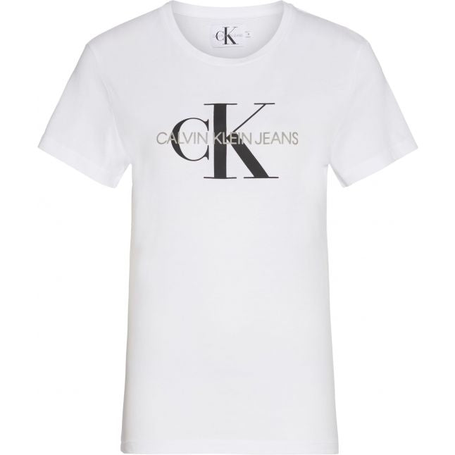 Womens Bright White Monogram Logo Regular Fit S/s T Shirt