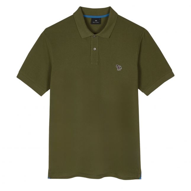 Mens Green Zebra Badge Reg Fit S/s Polo