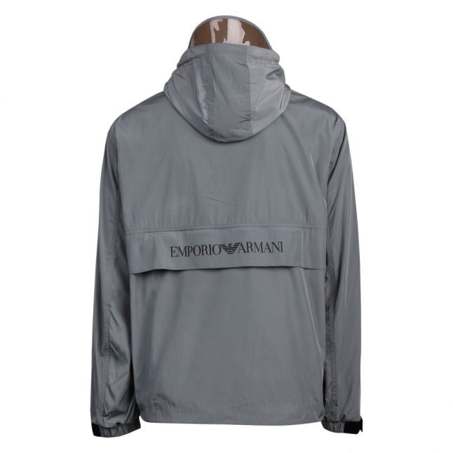 Mens Grey Branded Peak Hooded Jacket