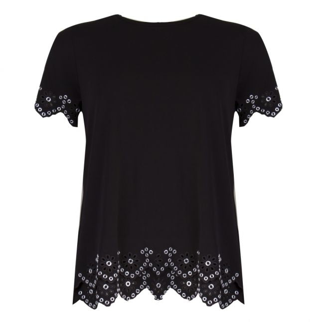 Womens Black/Silver Embellished S/s T Shirt