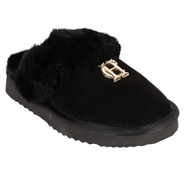 Womens Black Shearling Slippers