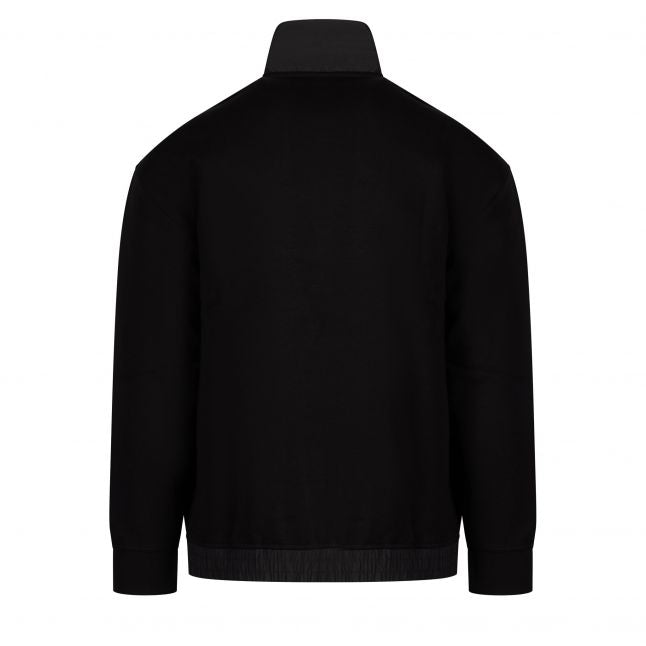 Mens Black Mixed Media Half Zip Sweat