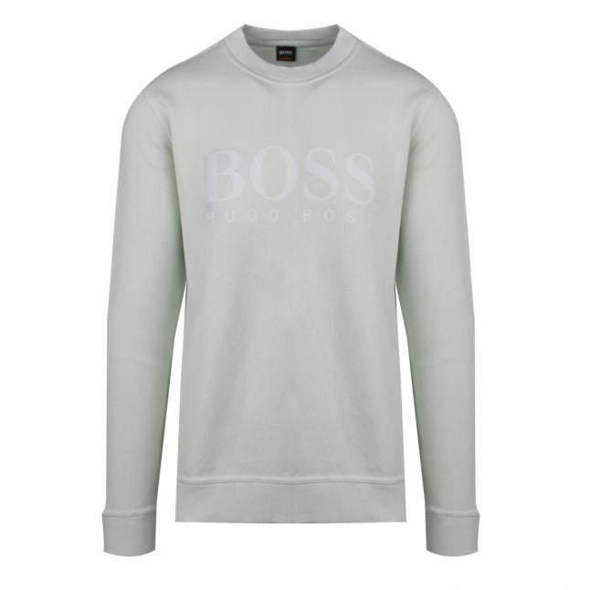 Casual Mens Pistachio Weave Logo Crew Sweat Top