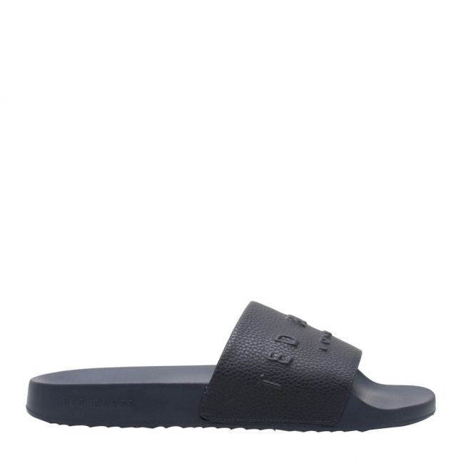 Mens Dark Blue Rastal Branded Slides