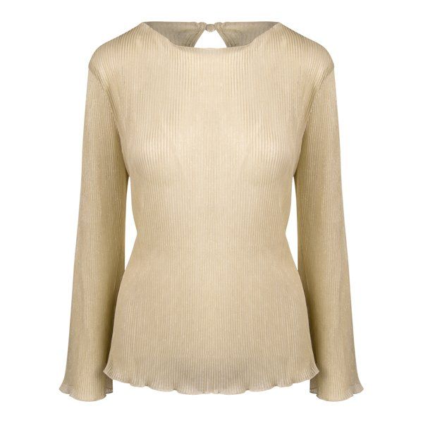 Womens Gold Fraser Sheer Plisse Top