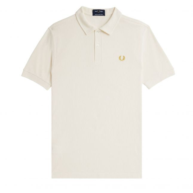 Mens Ecru Open Waffle S/s Polo