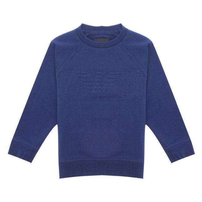 Boys Blue Embossed Logo Crew Sweat