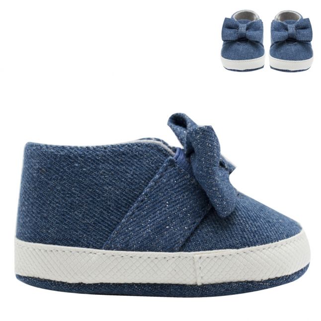 Baby Indigo Denim Bow Booties