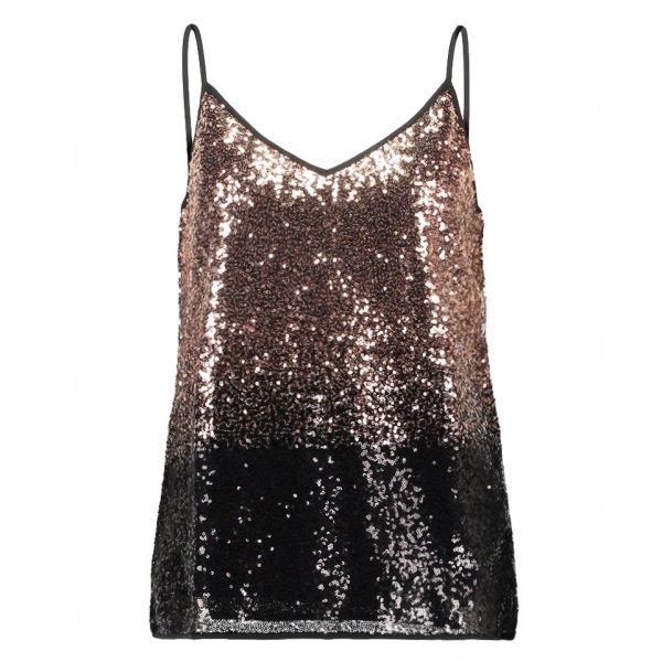 Womens Black/Gold Vielvia Sequin Cami Top