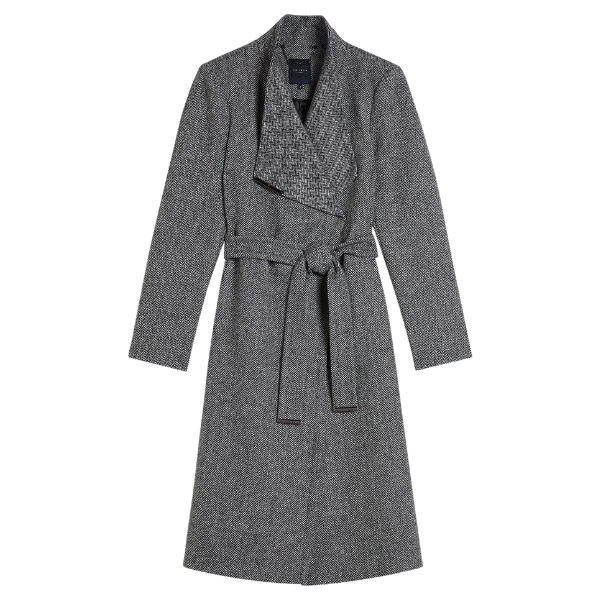 Womens Black Roseane Wrap Wool Coat