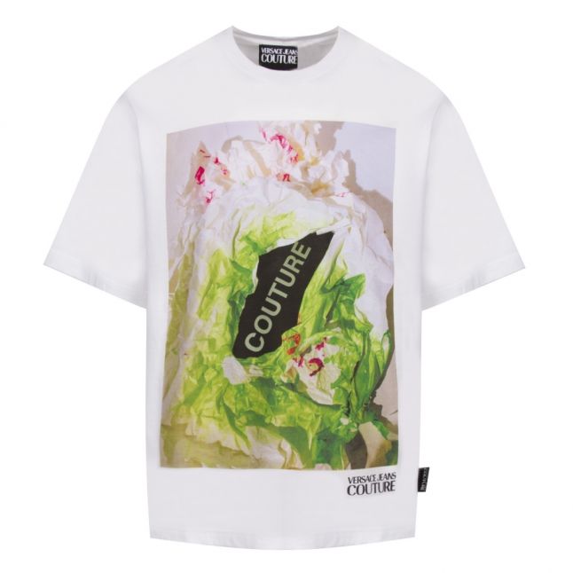 Mens White Collection Flower Regular Fit S/s T Shirt