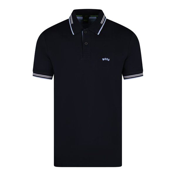 Mens Dark Blue Paul Curved Slim S/s Polo