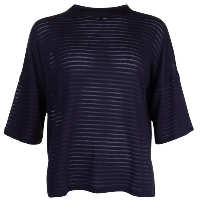 Womens Utility Blue Beka Sheer Rib Jersey Knitted Top