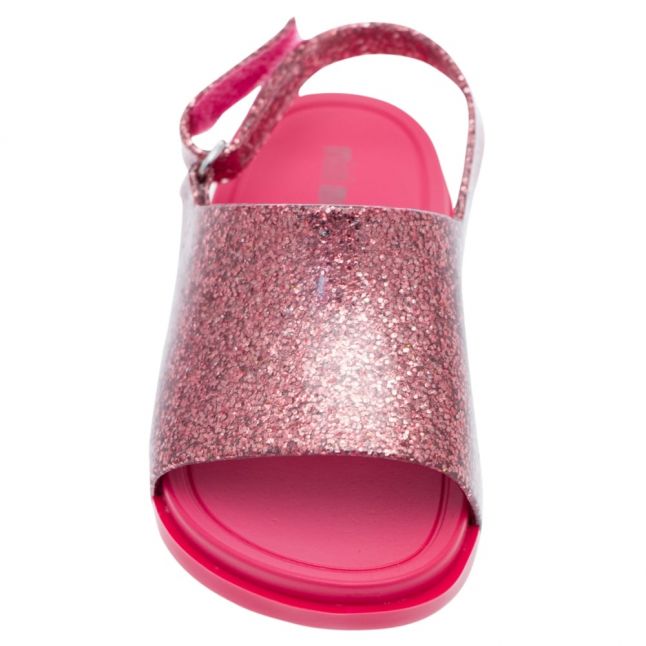 Girls Pink Glitter Beach Slide Sandals (4-9)