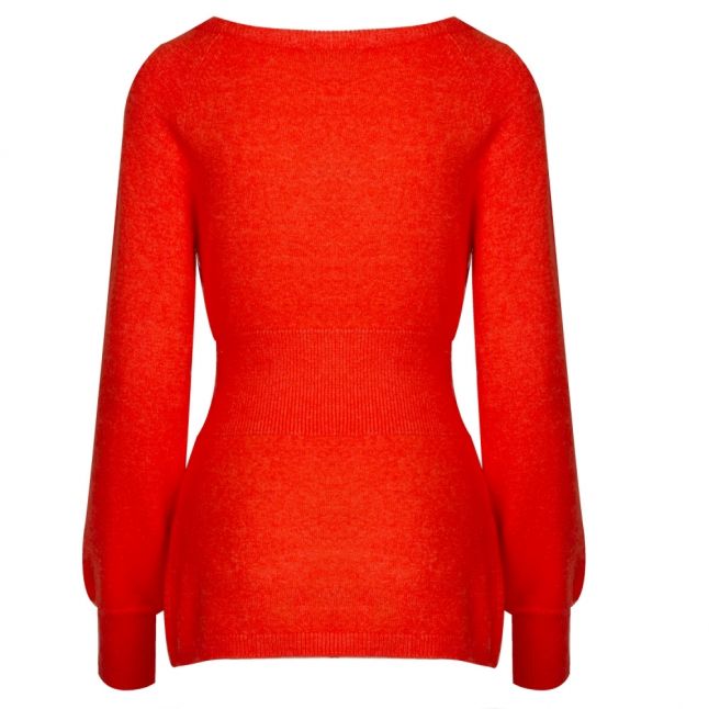 Womens Cherry Tomato Viril Tie Waist Knitted Top