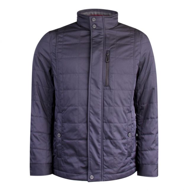 Mens Navy Reller Quilted Harrington Coat