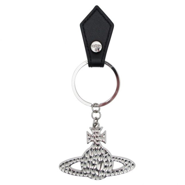 Womens Black Hammered Orb Keyring