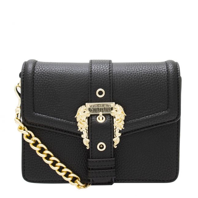 Womens Black Buckle Crossbody Bag