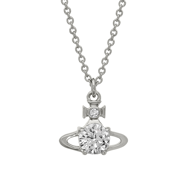 Womens Vivienne Westwood Platinum/White Crystal Reina Pendant Necklace