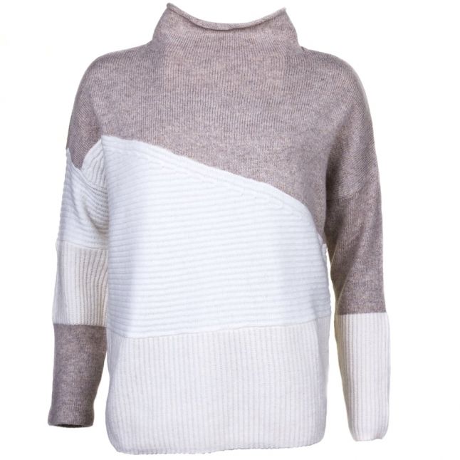 Womens Classic Cream Multi Patchwork Tonal Knitted Jumper