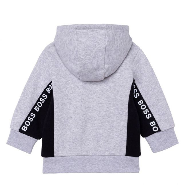 Toddler Grey Marl Logo Tape Hooded Zip Through Sweat Top