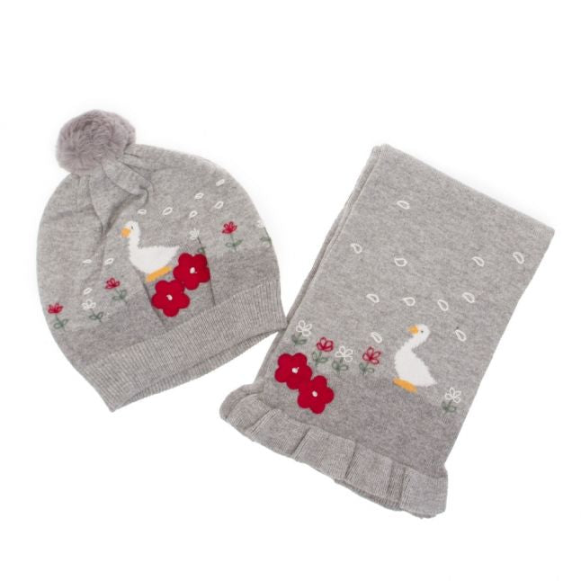 Infant Silver Duck Hat & Scarf Set