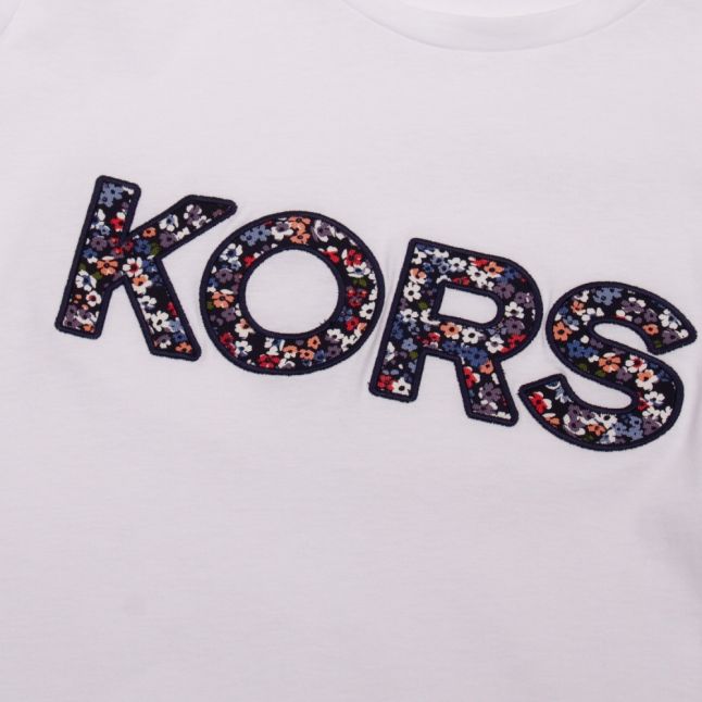 Womens White Kors Floral Logo S/s T Shirt