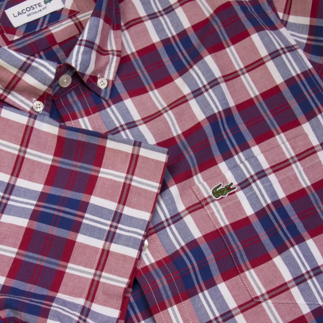 Mens Red & Blue Multi Check S/s Shirt