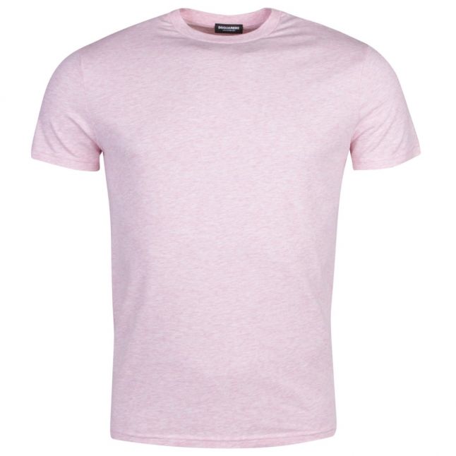 Mens Pink Melange Back Neck Logo S/s T Shirt