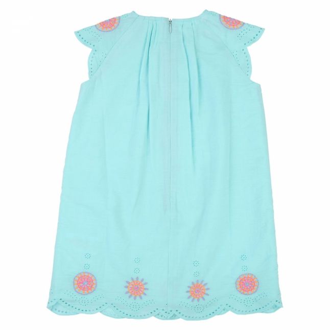 Girls Turquoise Cotton Eyelet Dress