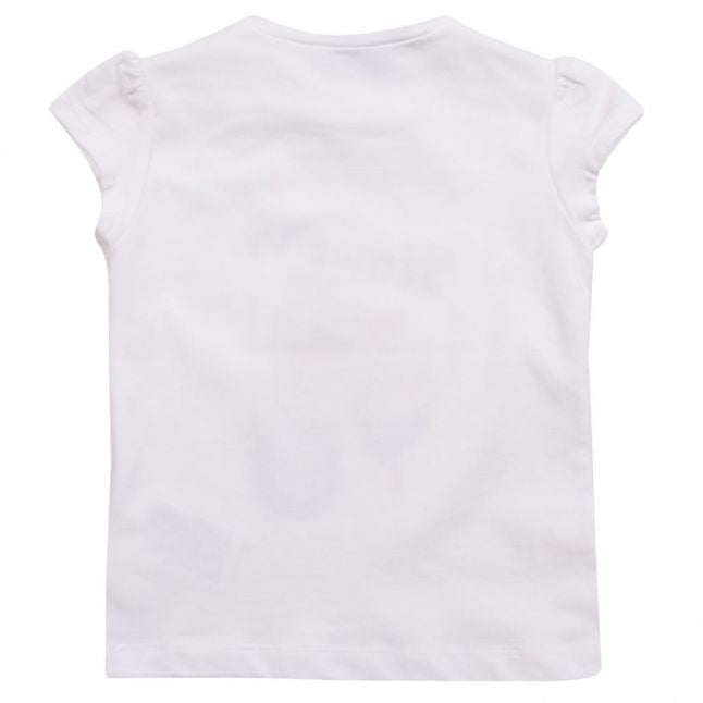 Girls White Flowers & Scooter S/s T Shirt