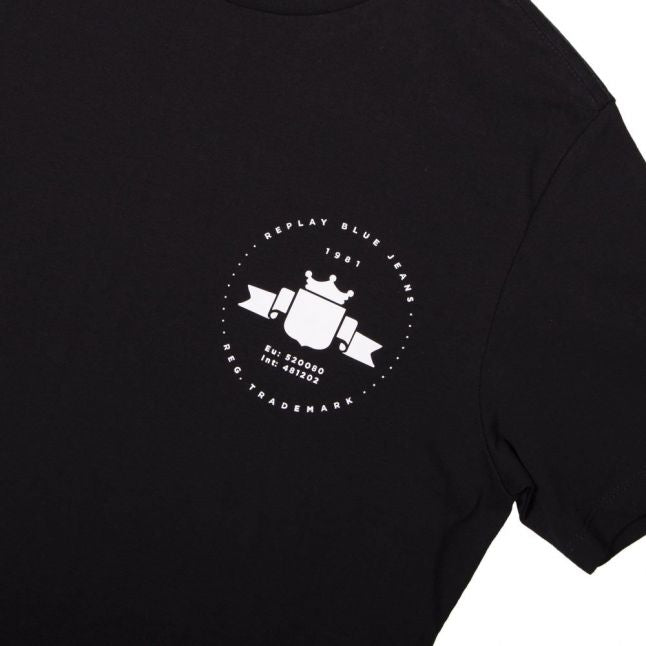 Mens Black Circle Logo S/s T Shirt