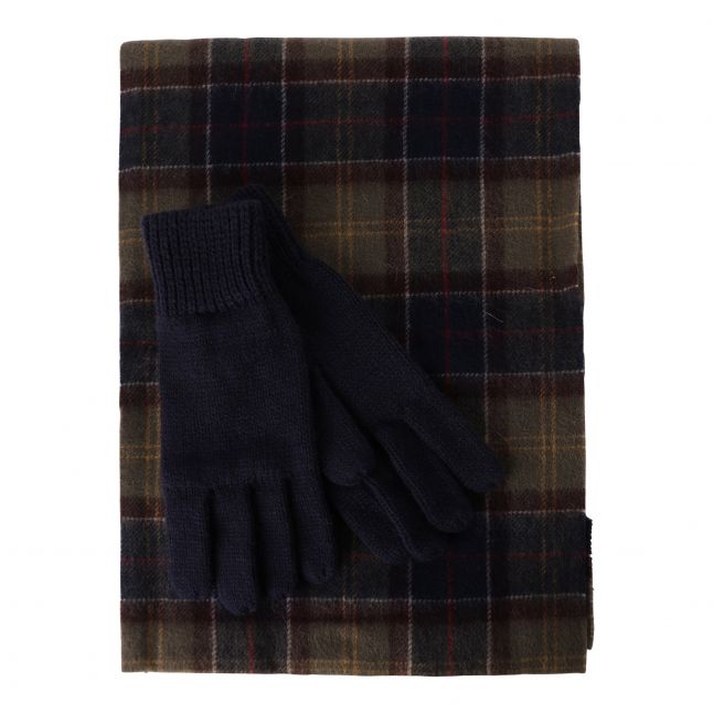 Womens Tartan Wool Scarf + Gloves Set